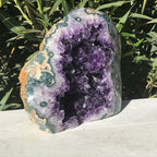 Amethyst Geode with Green Agate Eyes