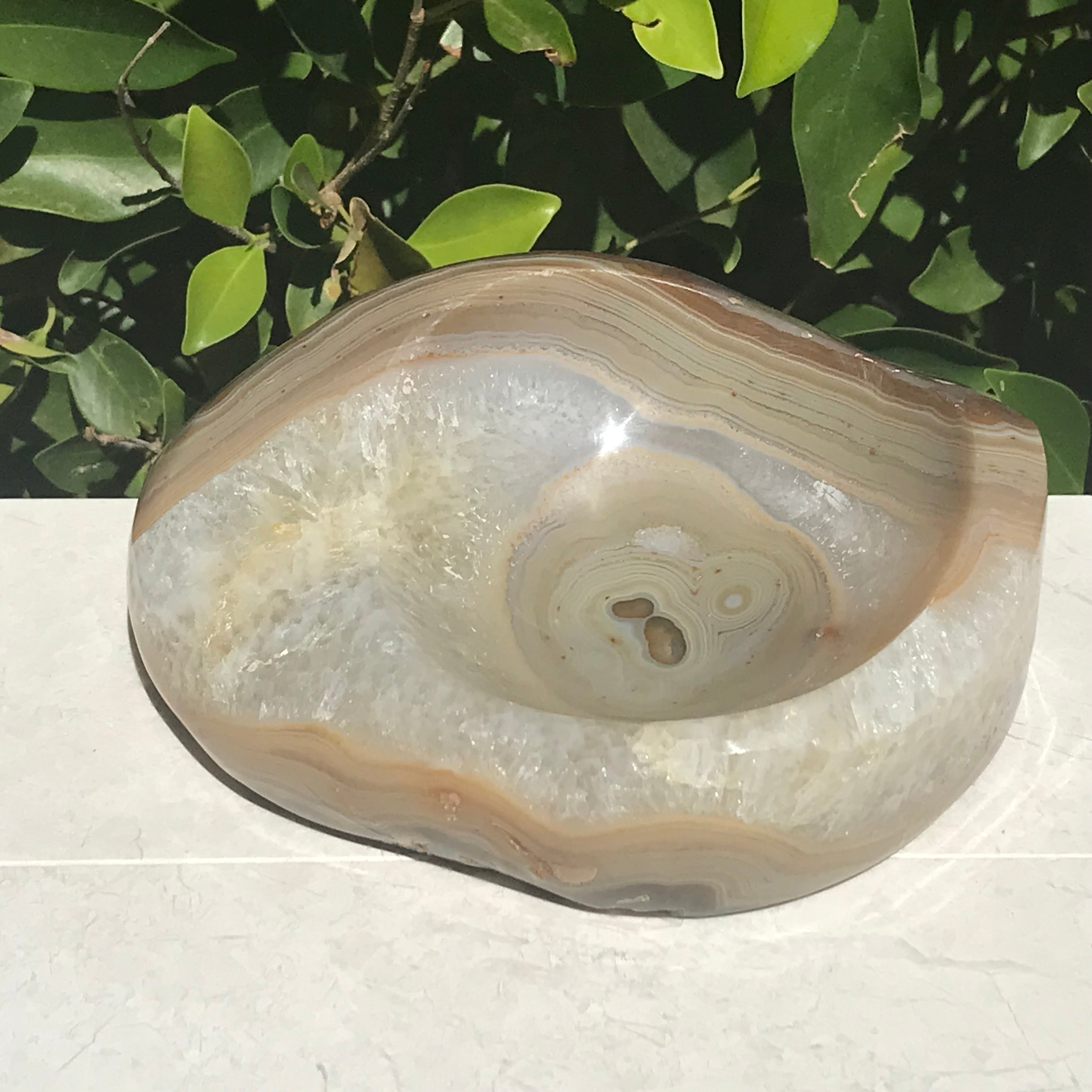 Polished Striated Agate Bowl