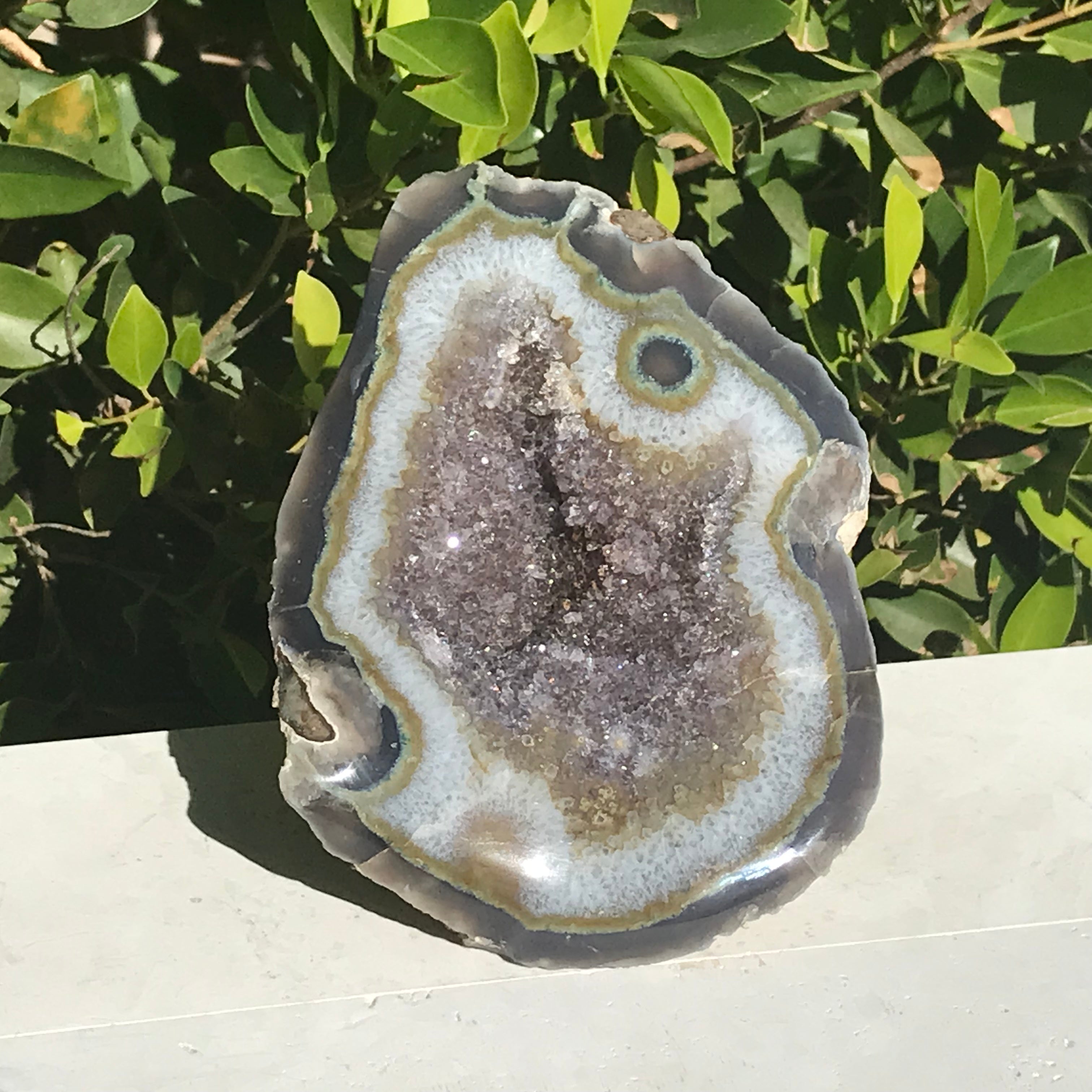 Olive Green Banded Amethyst Geode