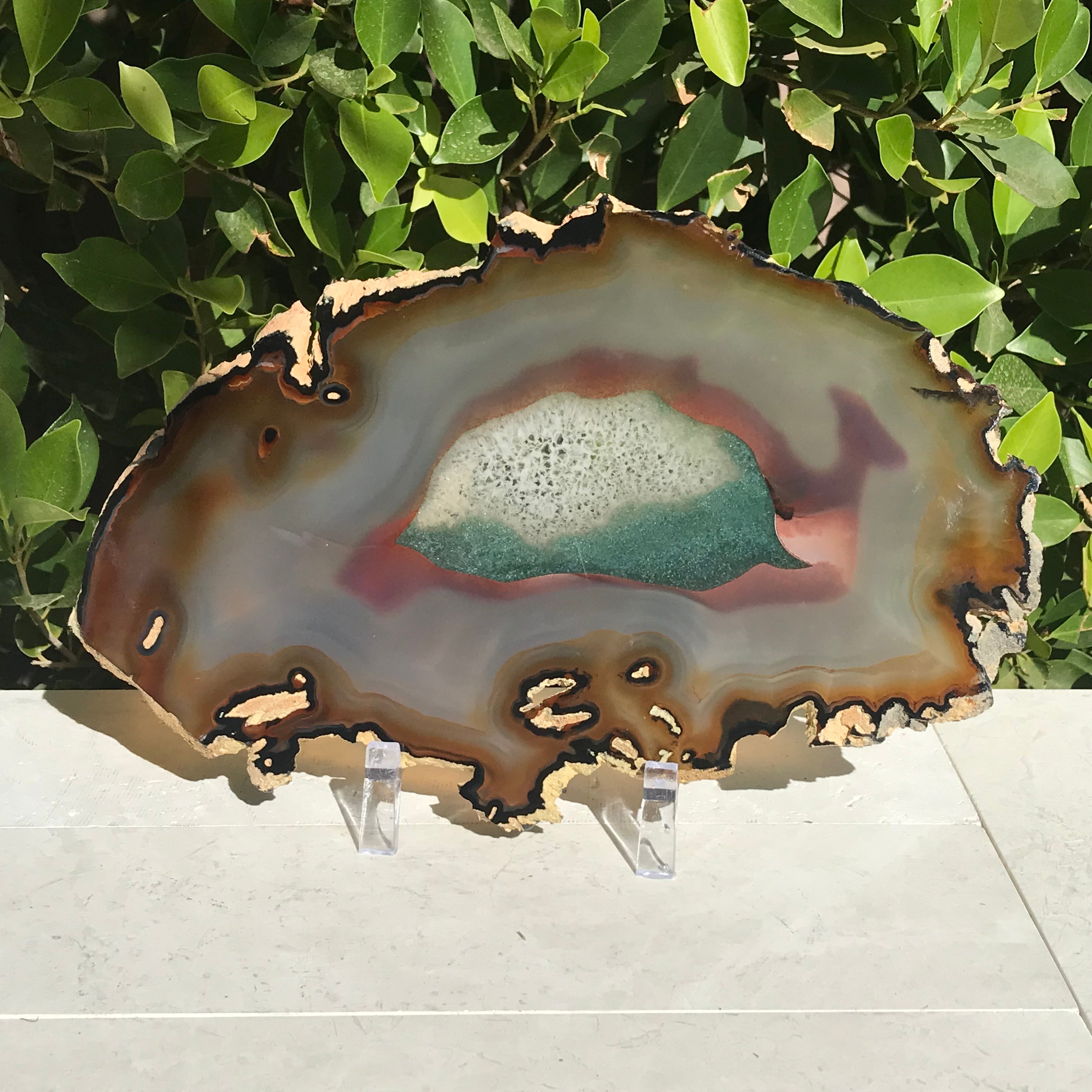 Bold Yellow and Green Banded Agate Slice