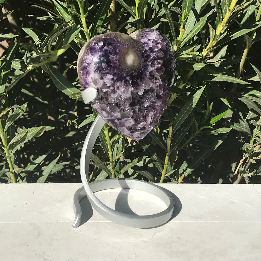 Flowered Standing Uruguayan Amethyst Heart