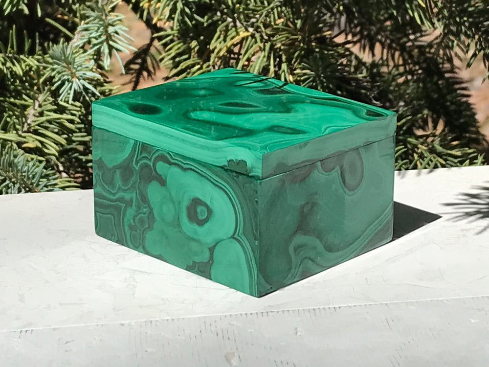 Green Swirled Malachite Jewelry Box