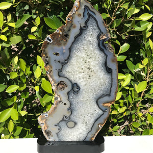 Quartz with Banded and Orbed Agate Slice
