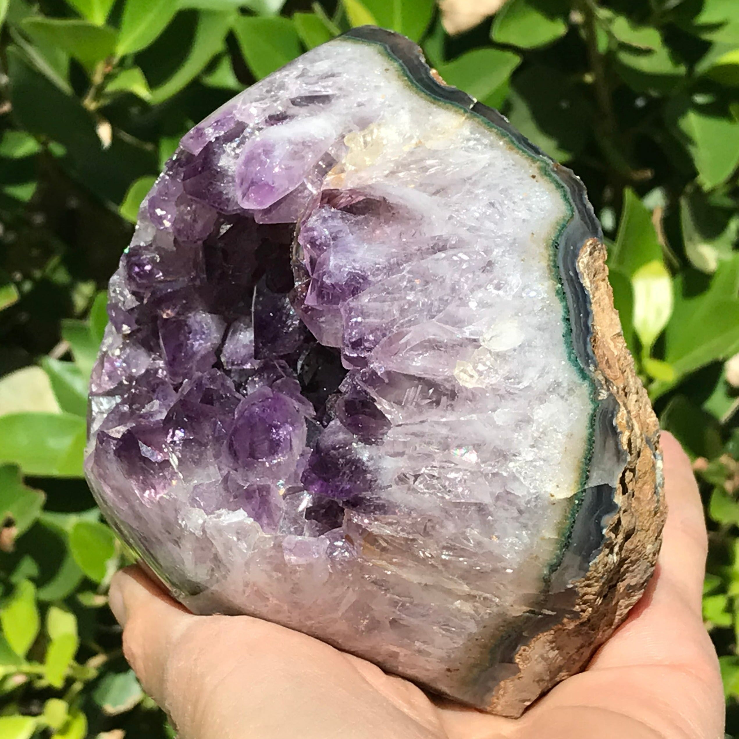 Amethyst Framed by Green and Blue Agate Nodule