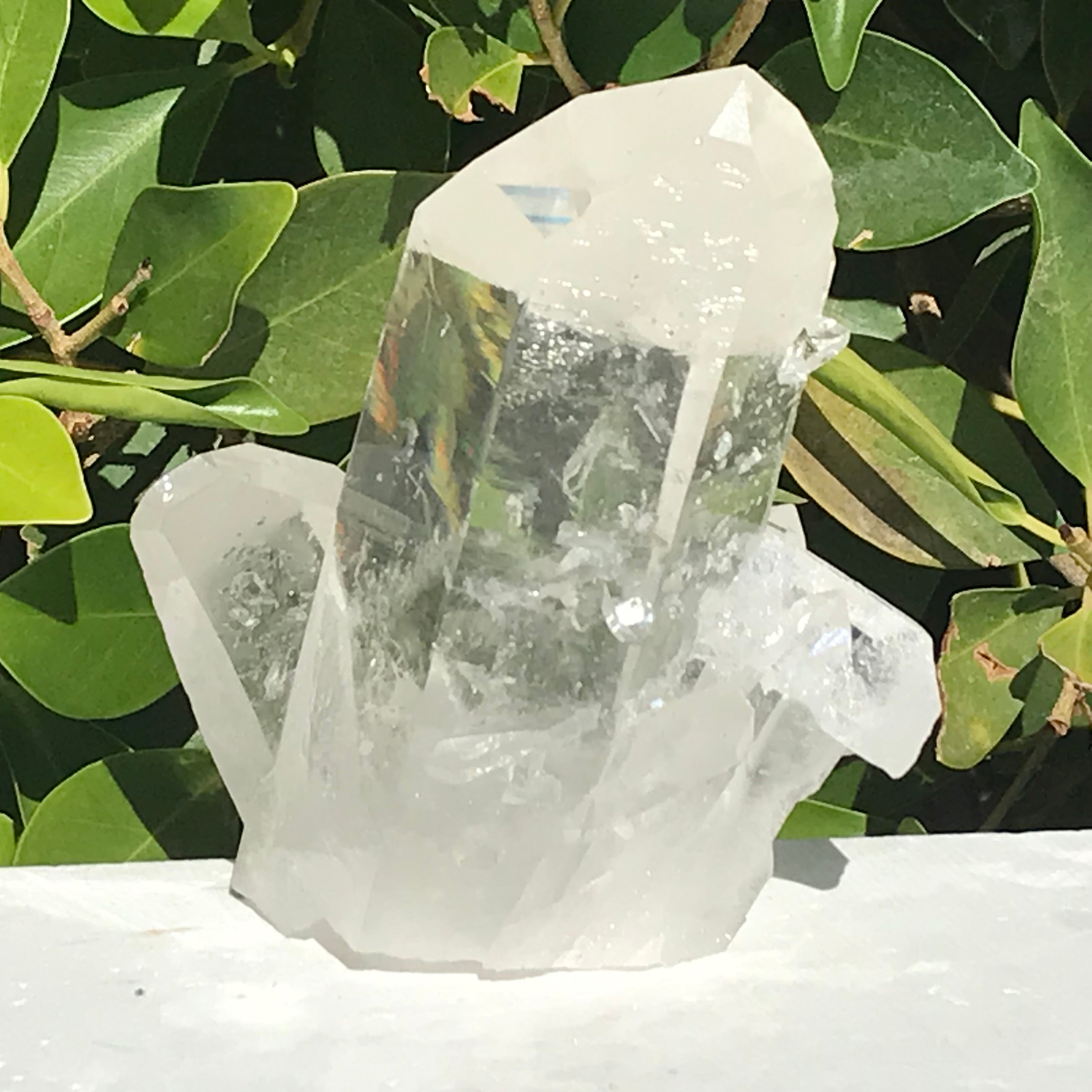 Crystal Growth on Lemurian Crystal Cluster