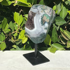 Standing Light Blue Agate and Amethyst Geode