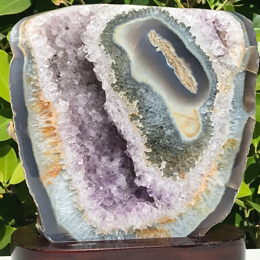 Green Eyed Agate and Amethyst Geode