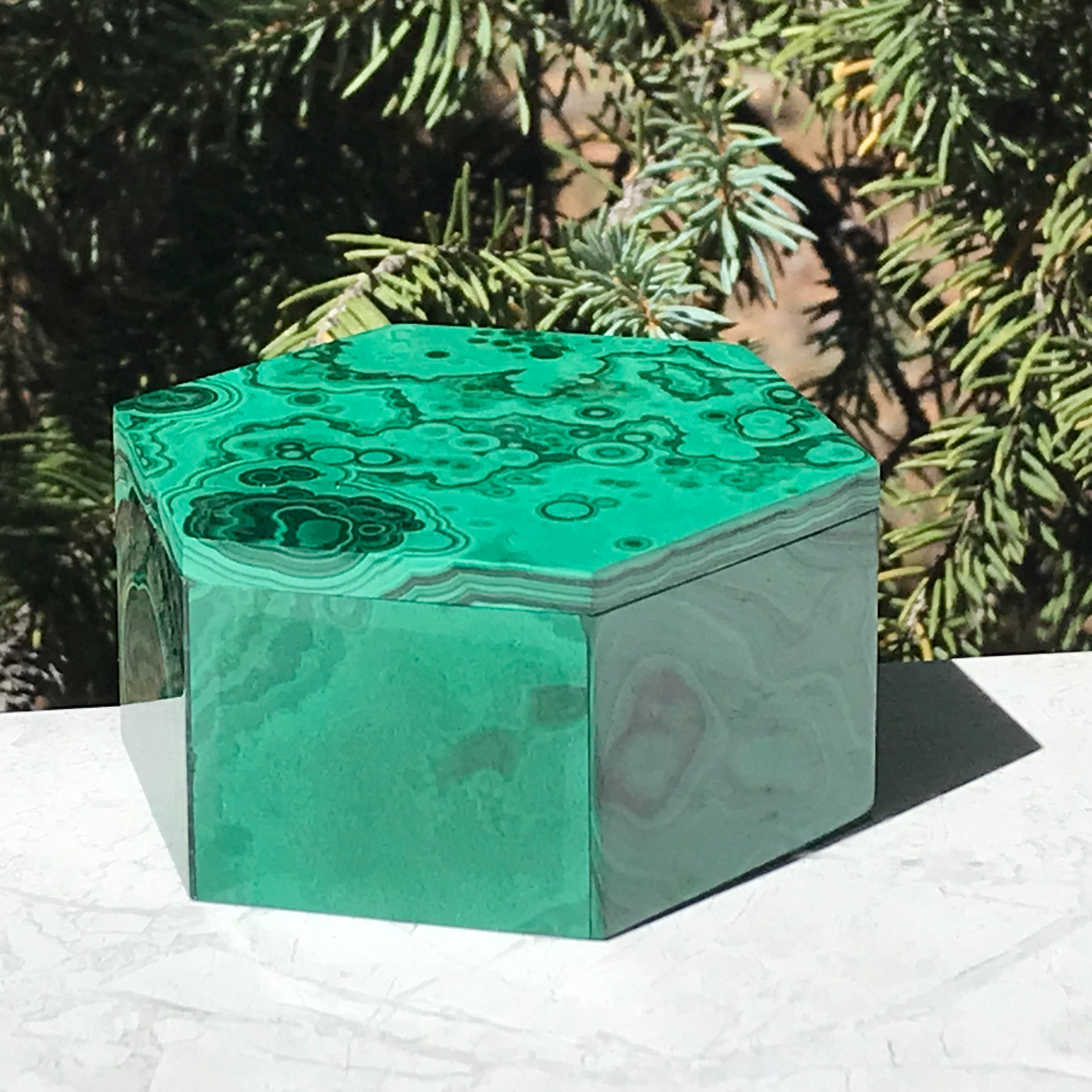 Hexagon Malachite Box