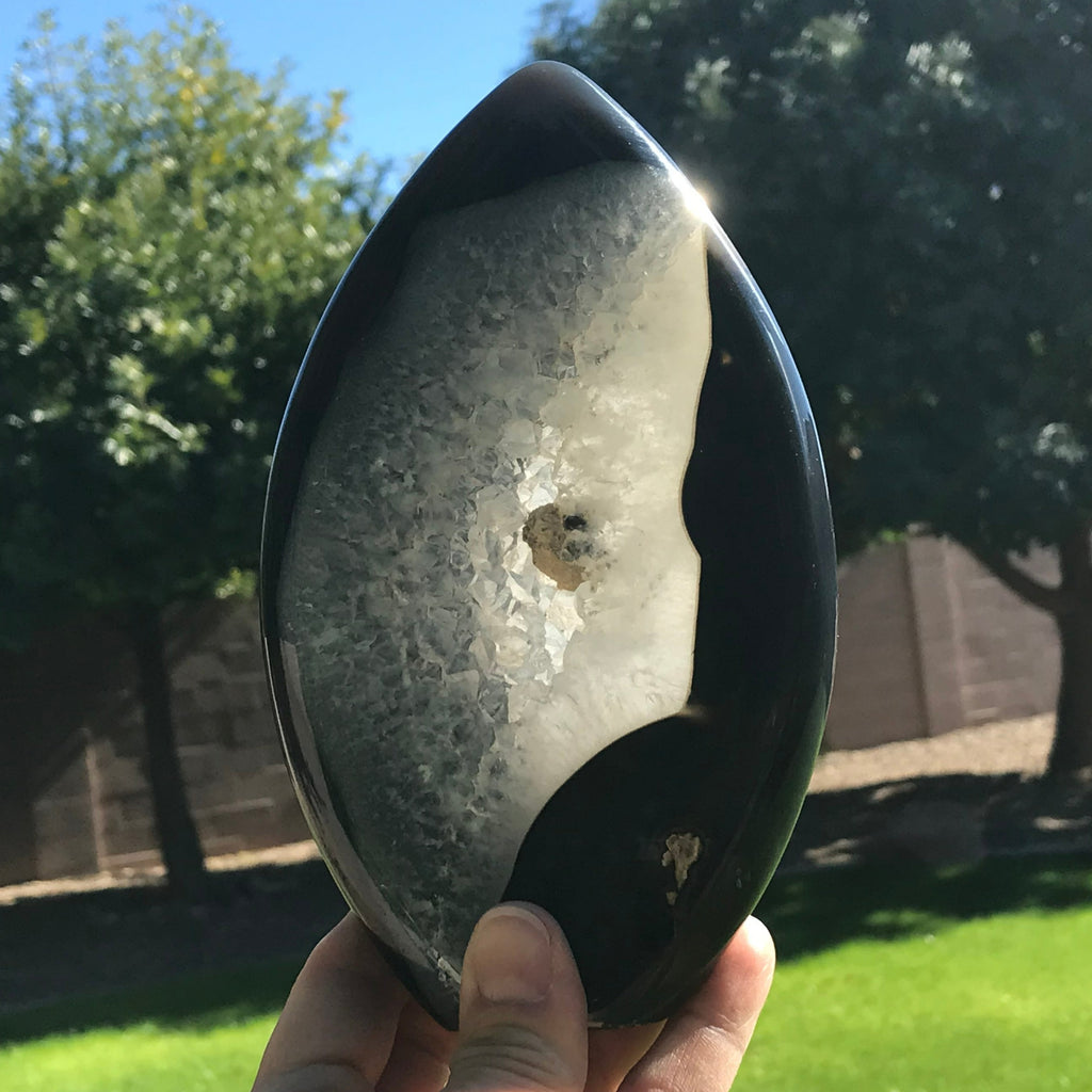 Dark Blue Agate/Quartz Flame
