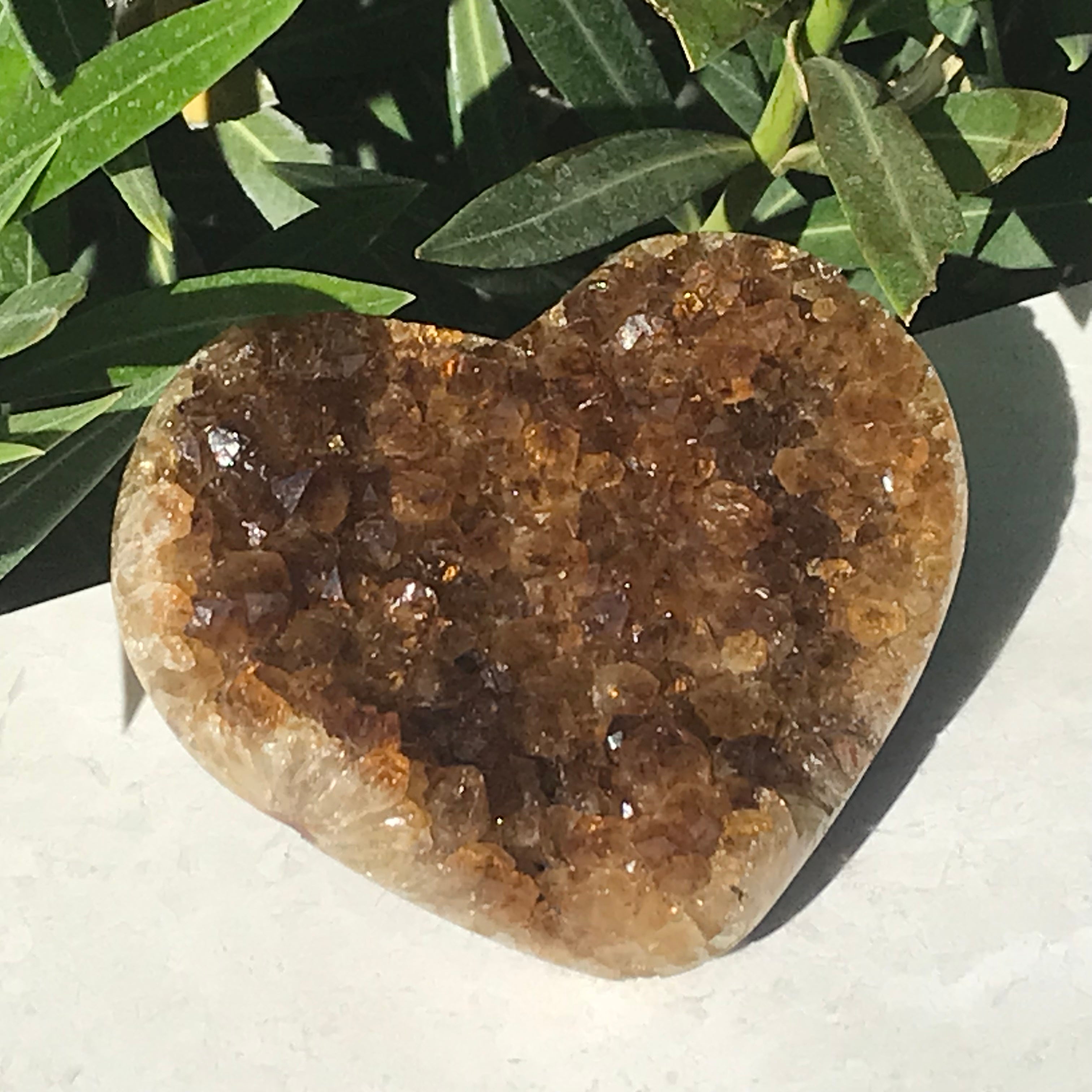 Deep Amber Citrine Heart