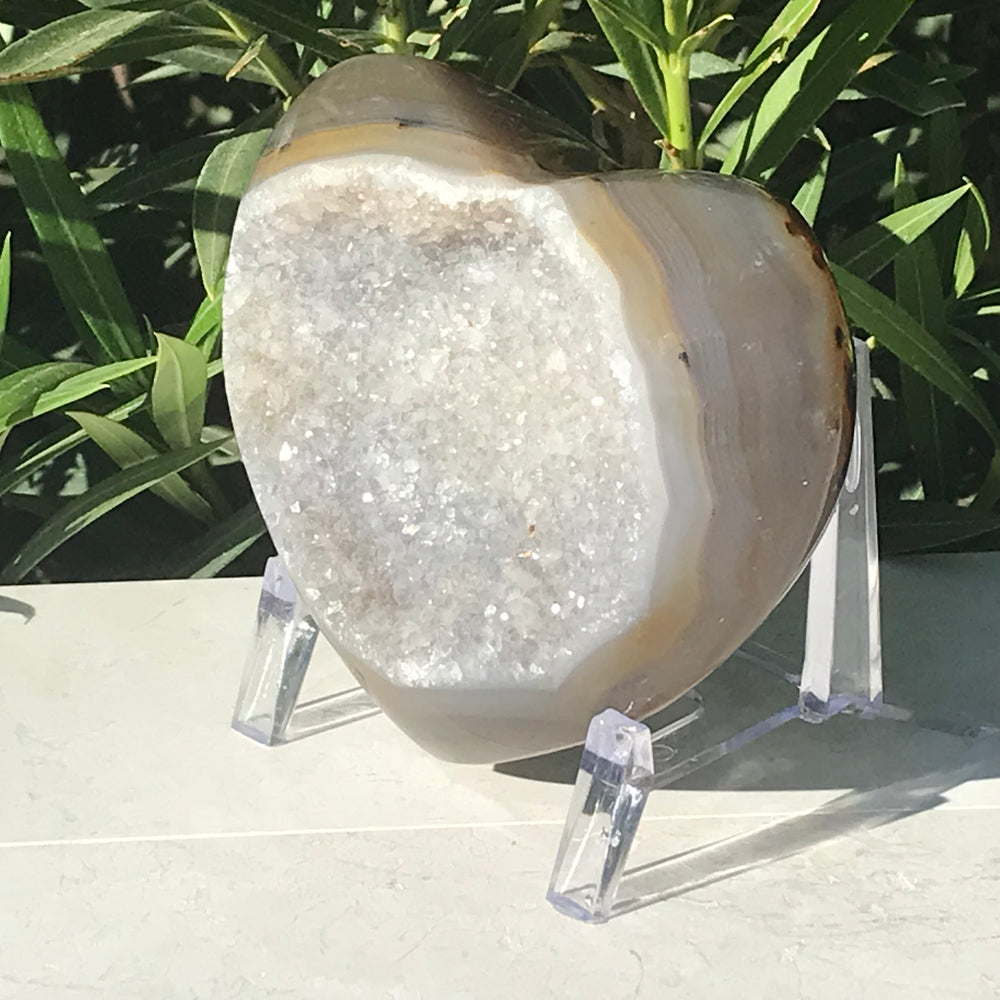 Quartz Crystal Filled Agate Geode Heart