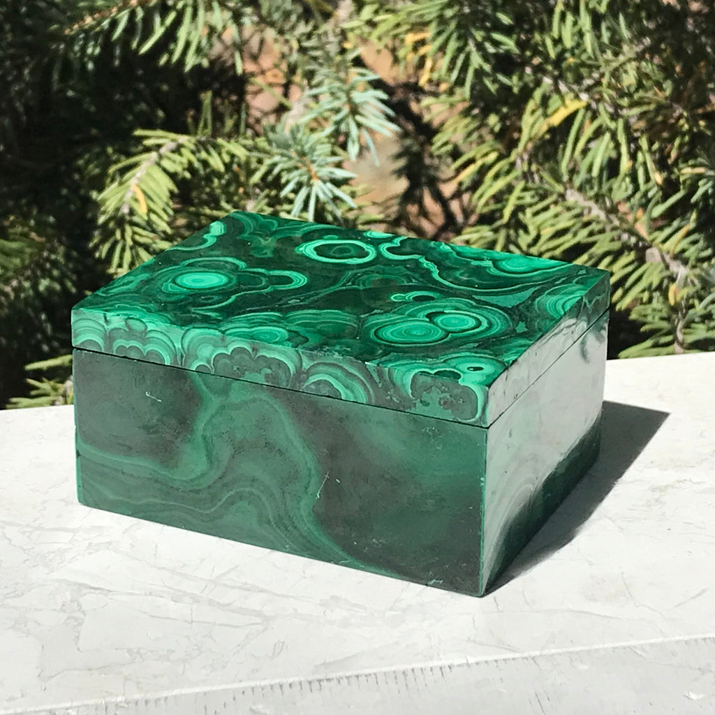Orbed Malachite Jewelry Box
