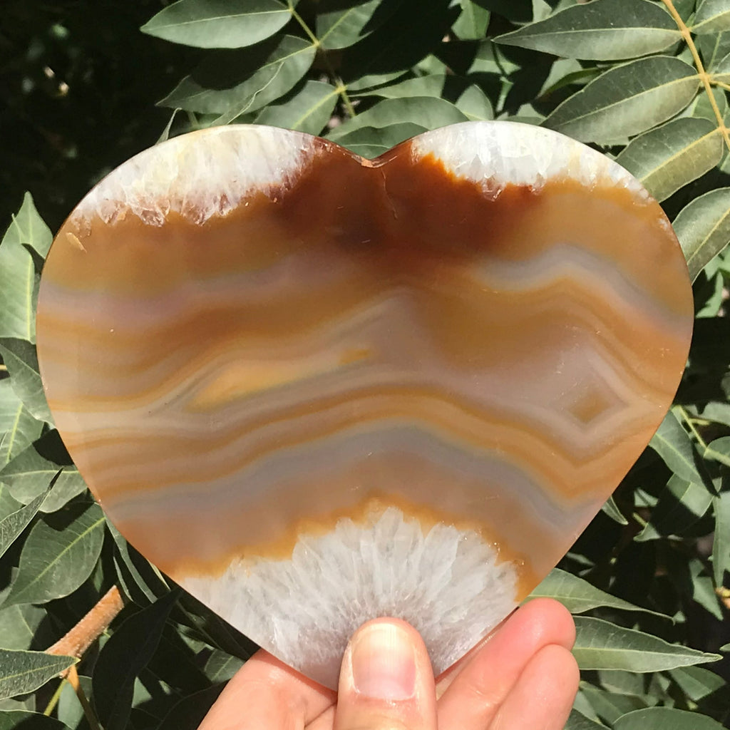 Translucent Hand Polished Agate Heart