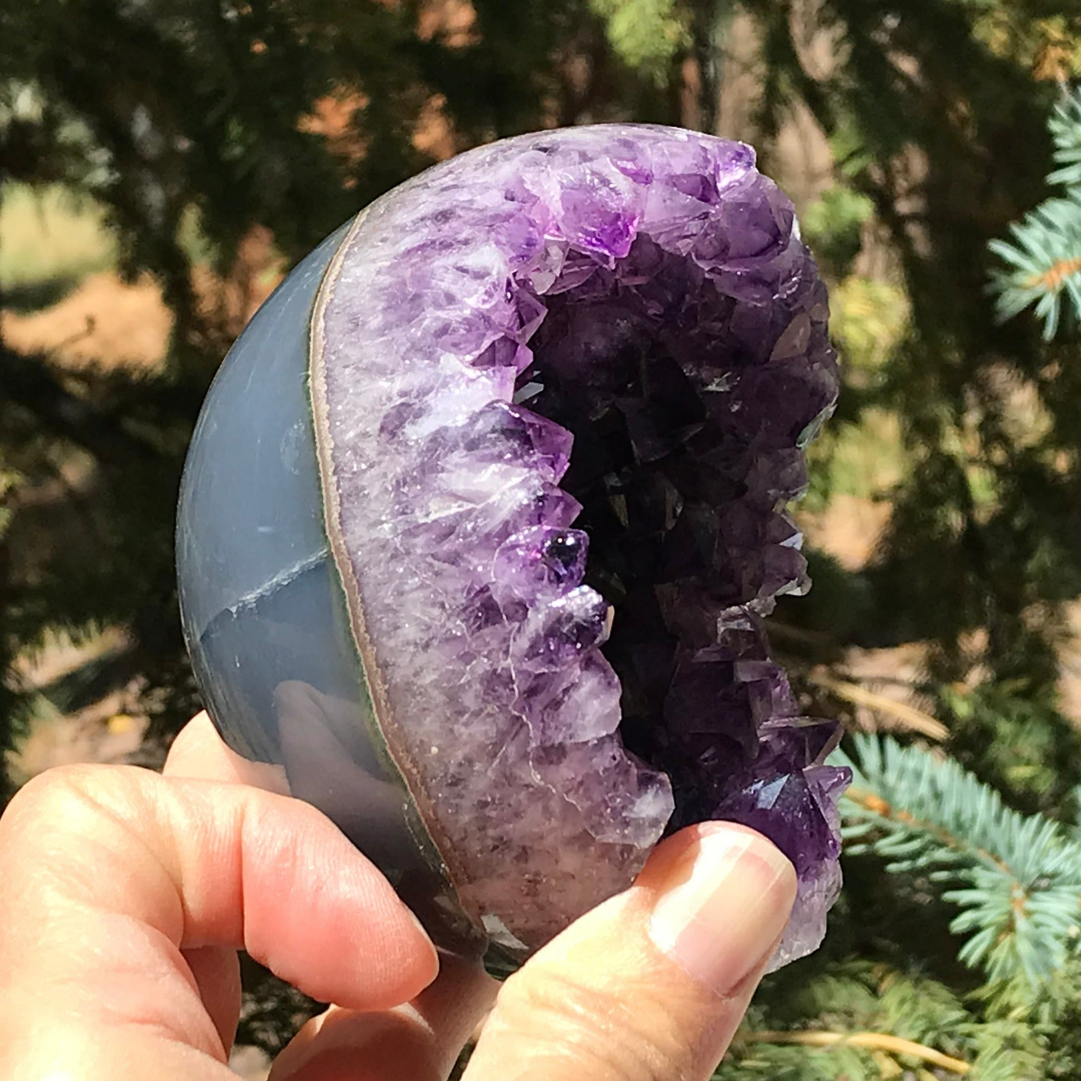 Wide Amethyst Faced Agate Sphere