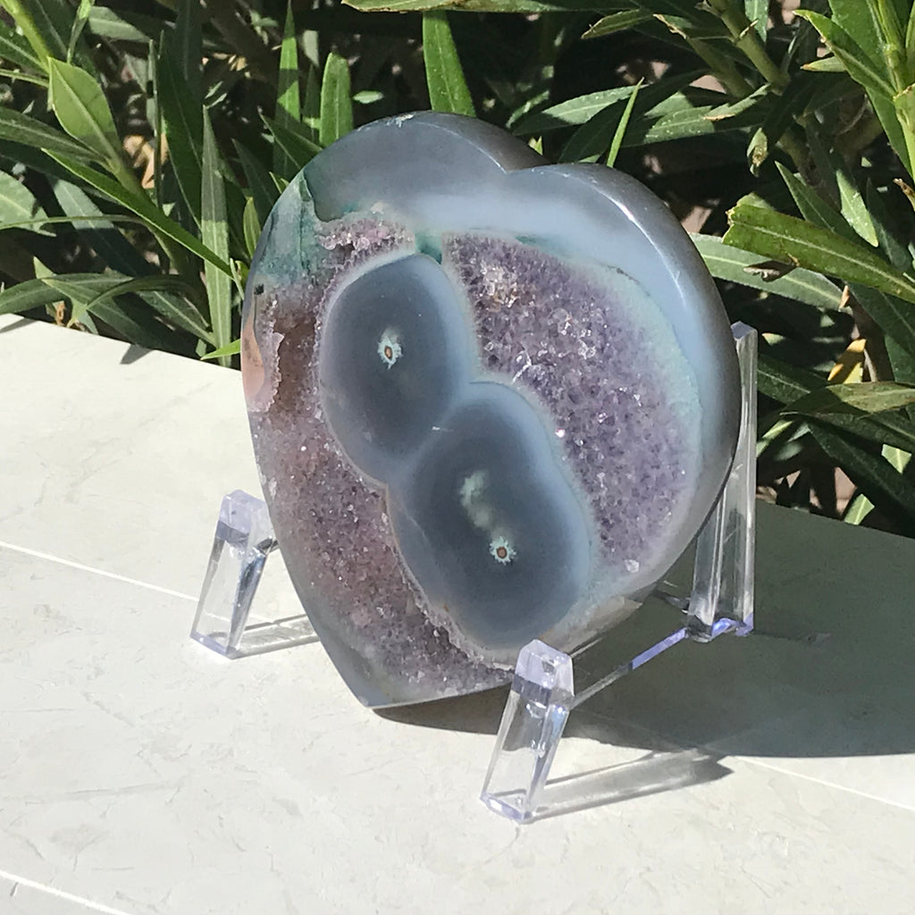 Dual Eyed Amethyst/Agate Heart