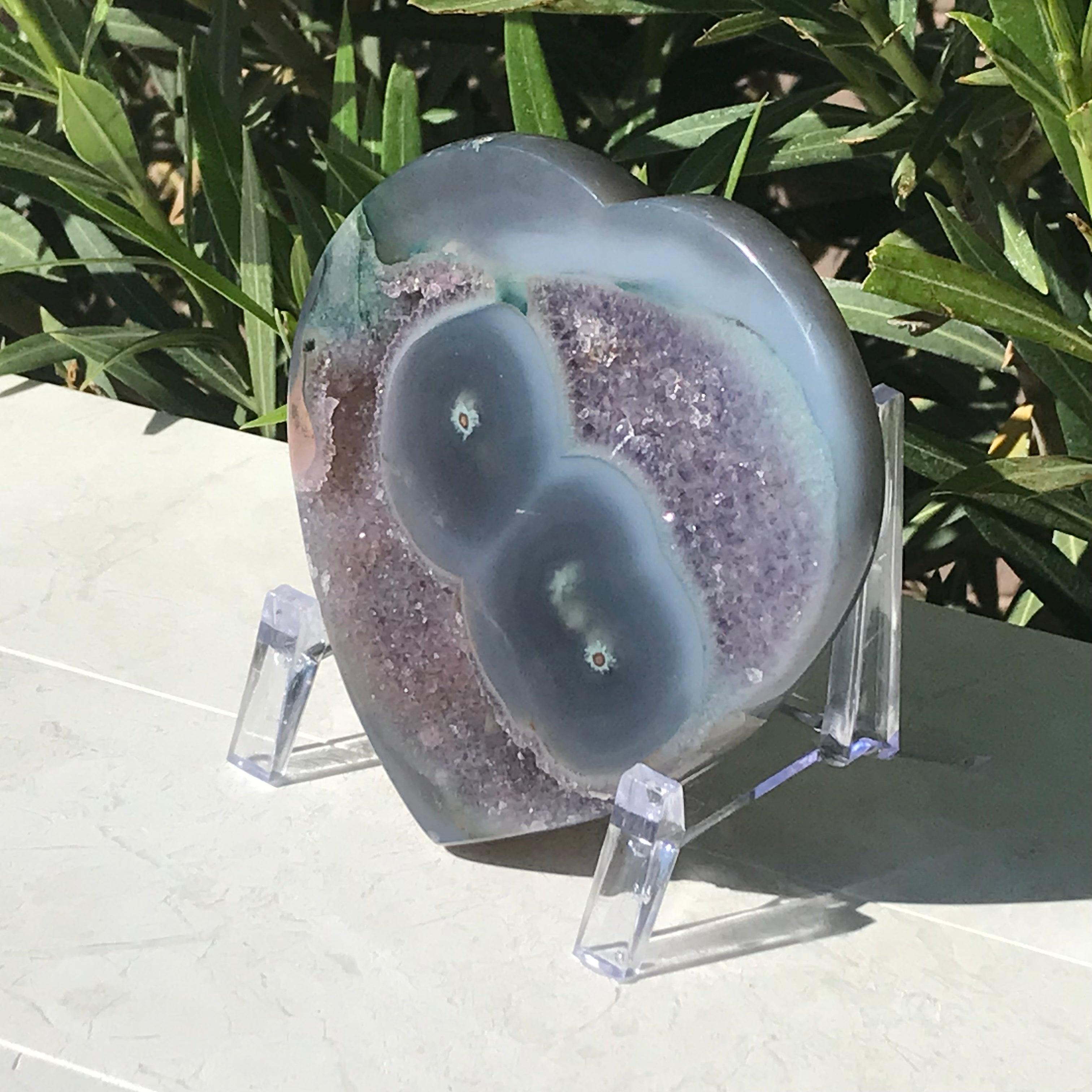 Dual Eyed Amethyst/Agate Heart