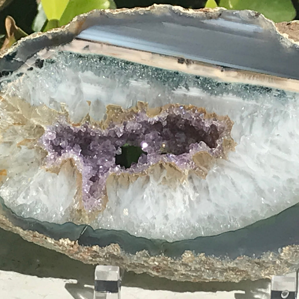 Amethyst with Waterline Agate Slab