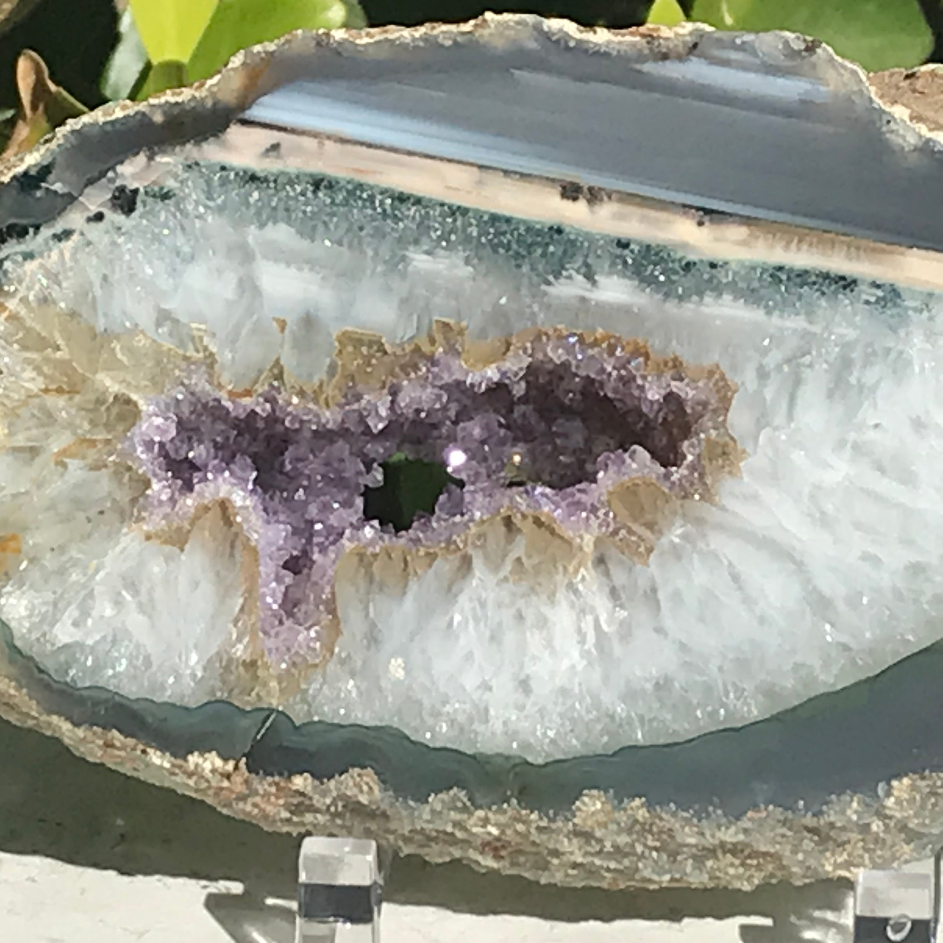 Amethyst with Waterline Agate Slab