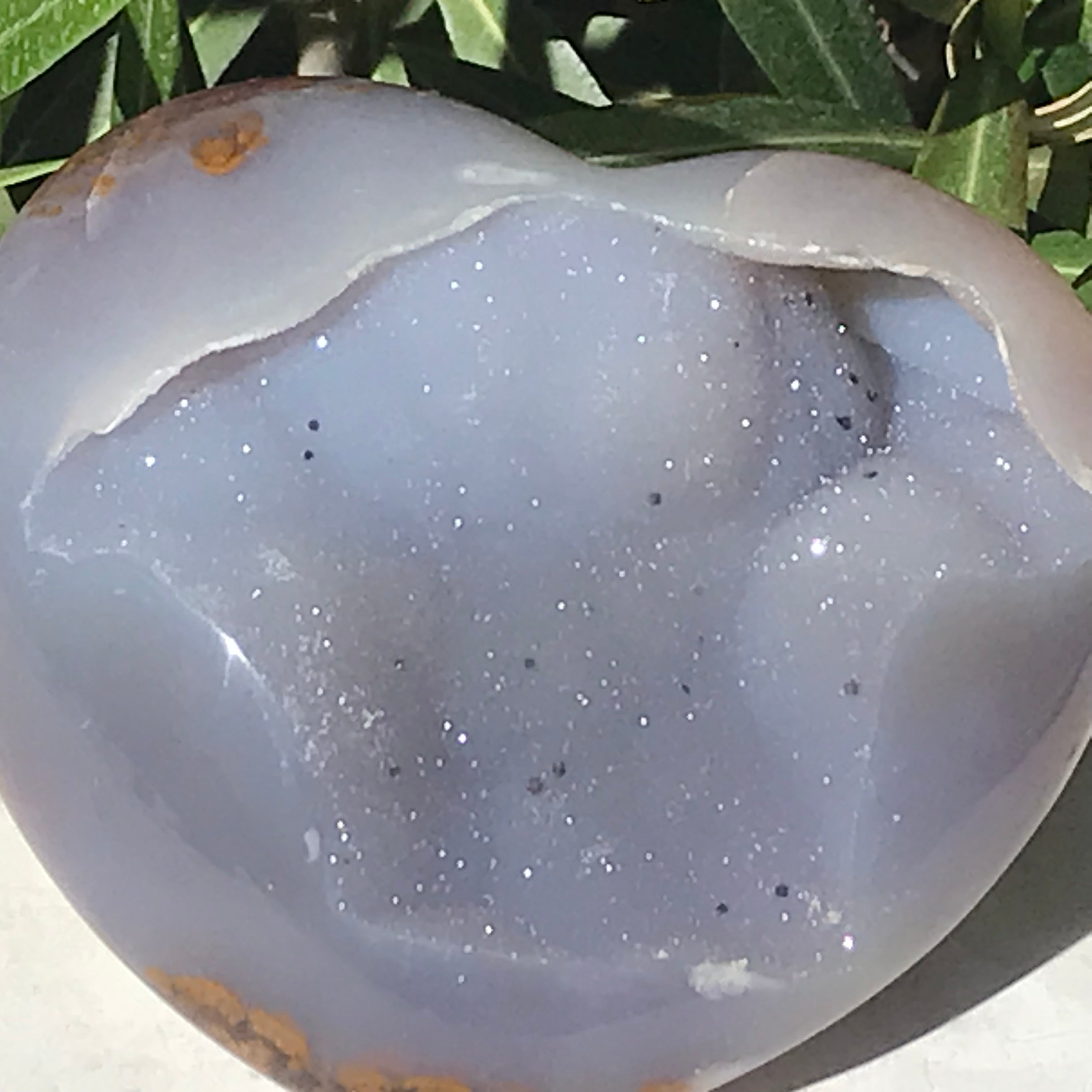 Glittering Brazilian Blue Agate Heart