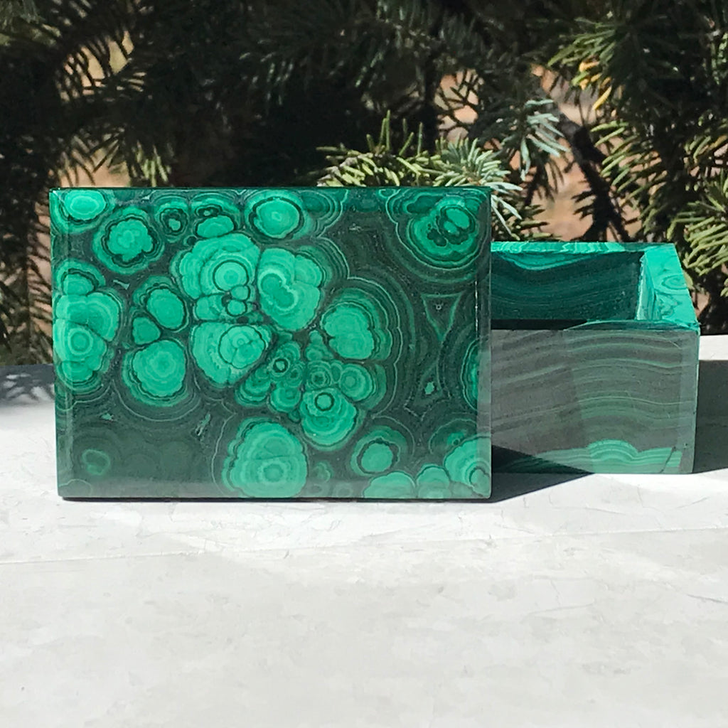 Floral Patterned Malachite Box