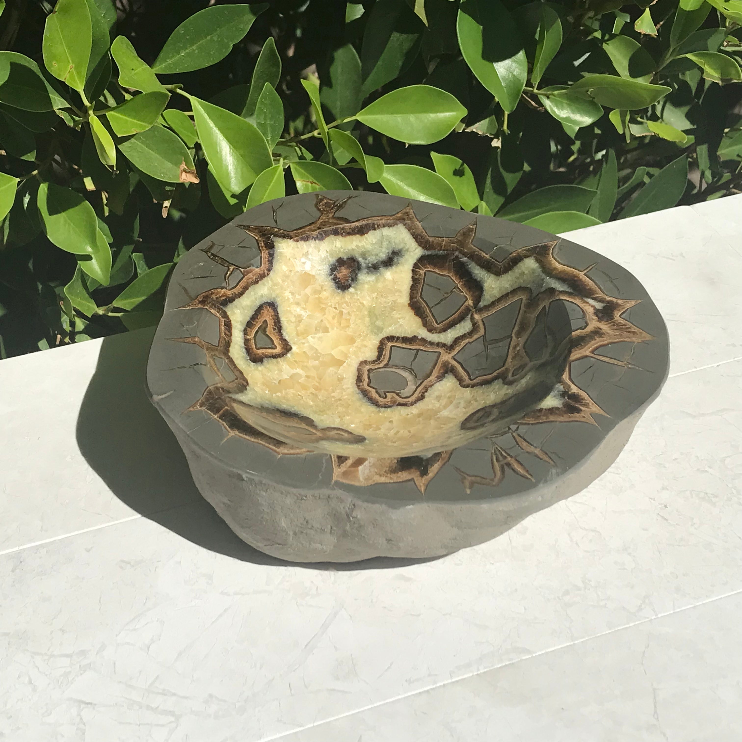 Ornately Patterned Septarian Bowl