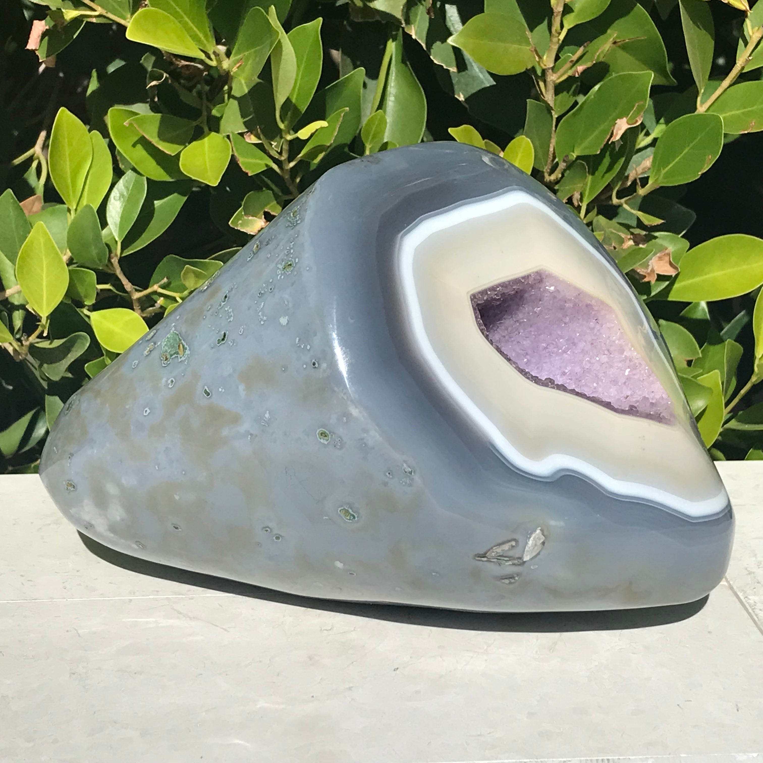 Polished Lavender Amethyst Blue Agate Cone