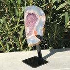 Floral Accented Lavender Amethyst Crystal Geode