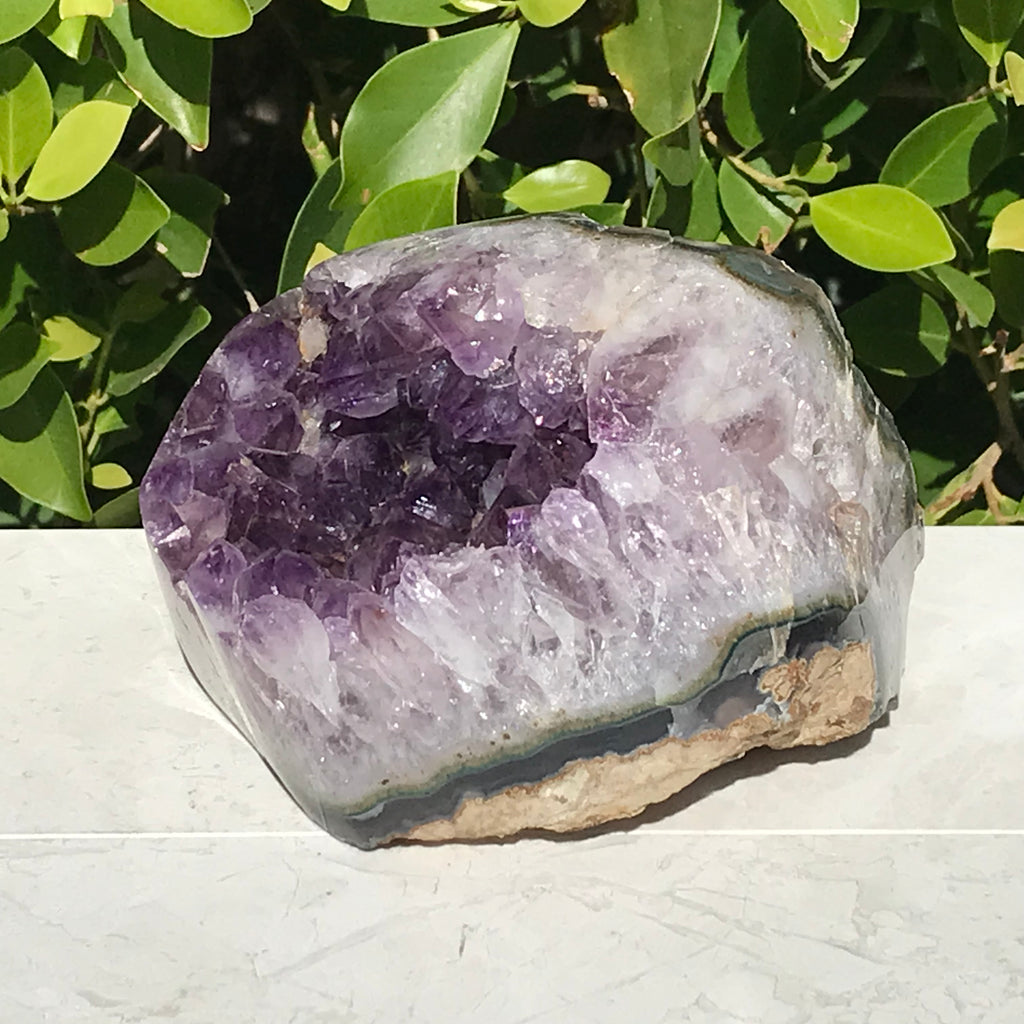 Amethyst Framed by Green and Blue Agate Nodule