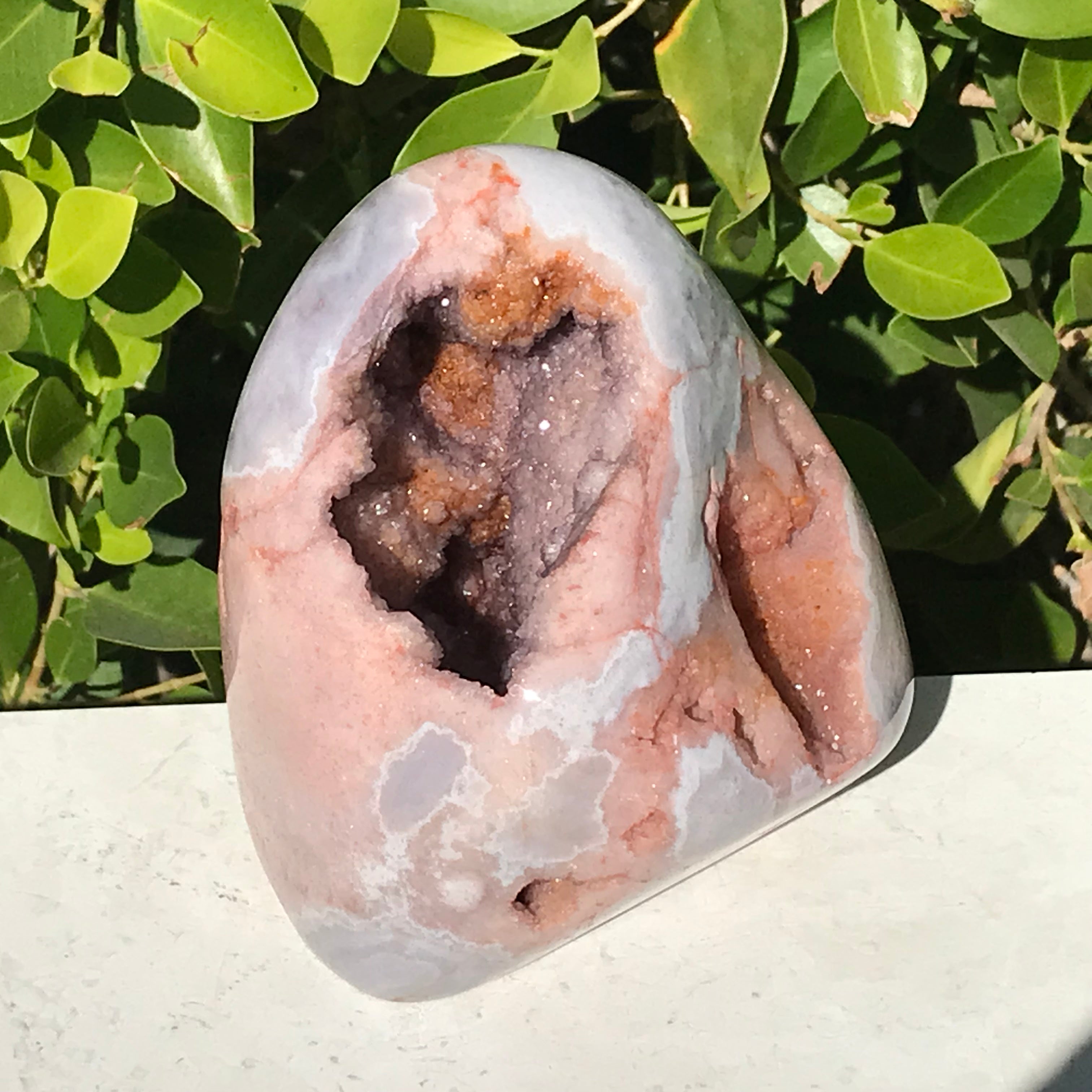 Polished Rose Amethyst Geode Nodule