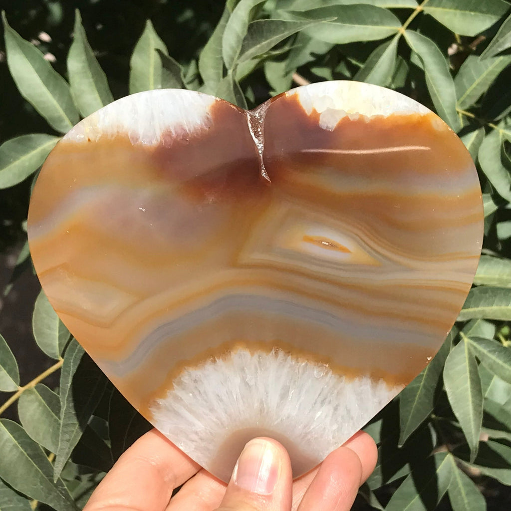 Translucent Hand Polished Agate Heart