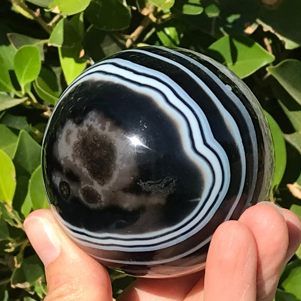 Banded Agate and Quartz Crystal Sphere