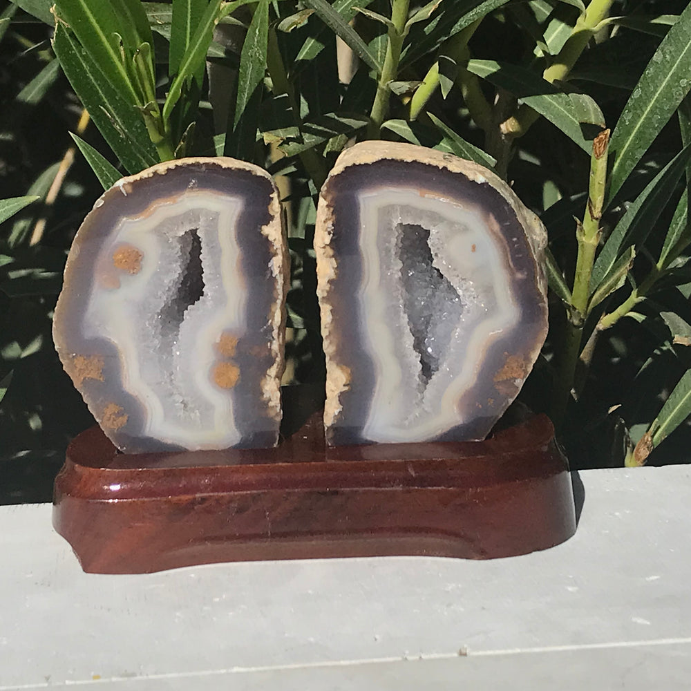 Crystal Lined Agate Geode Pair