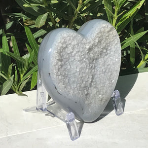 Quartz Crystal and Blue Agate Heart