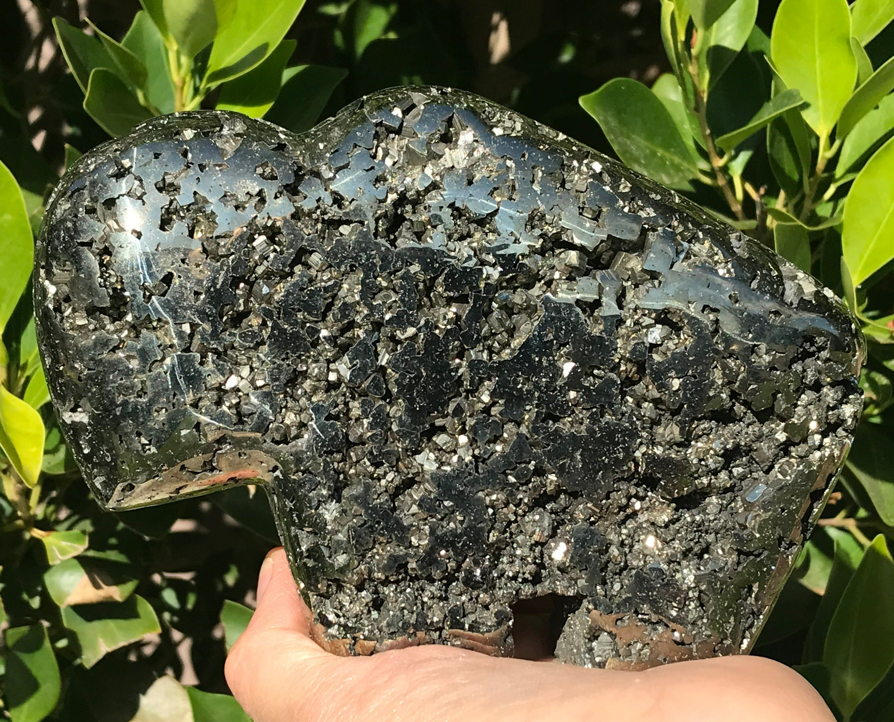 Impressive Pyrite Buffalo Sculpture