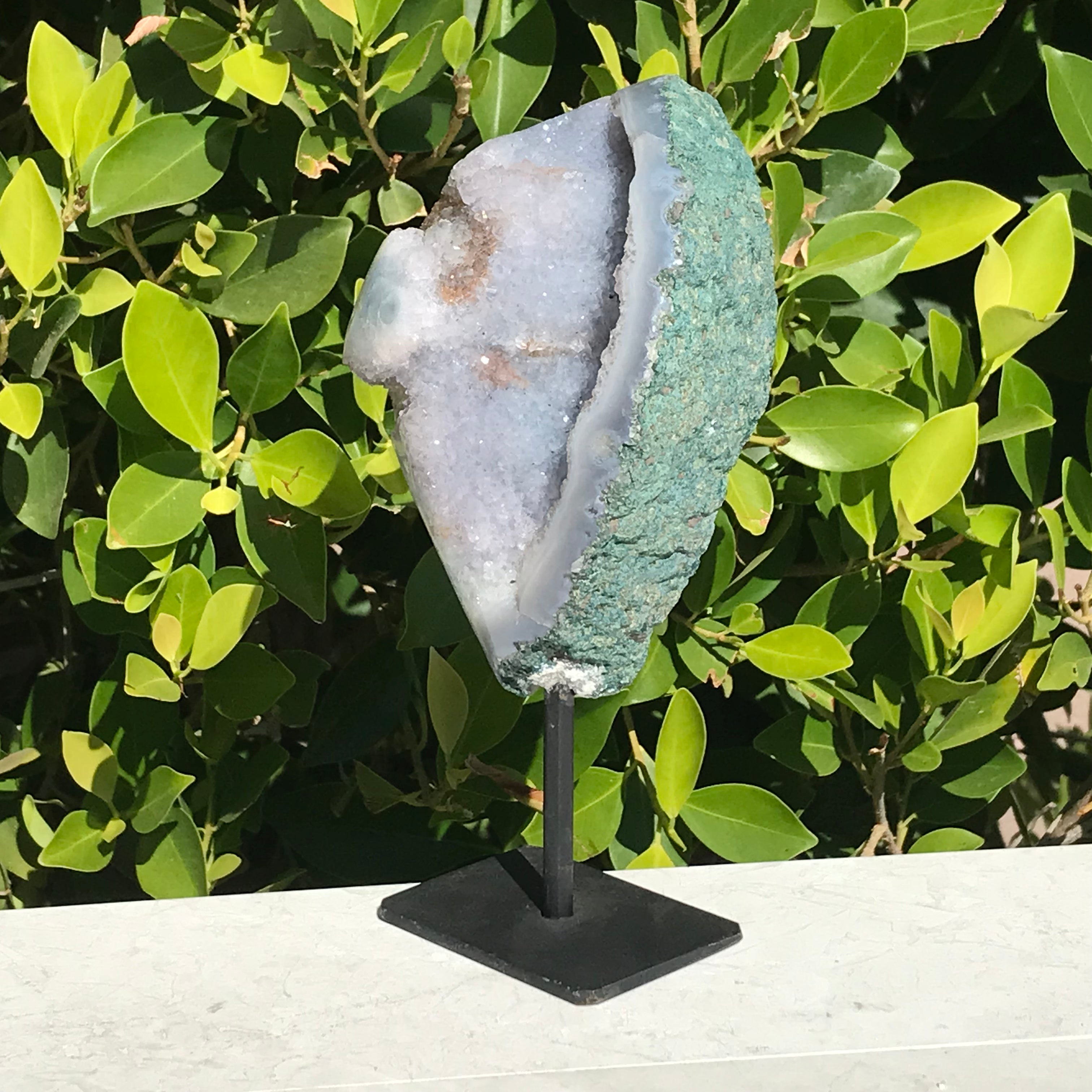 Crystals Over Baby Blue Agate