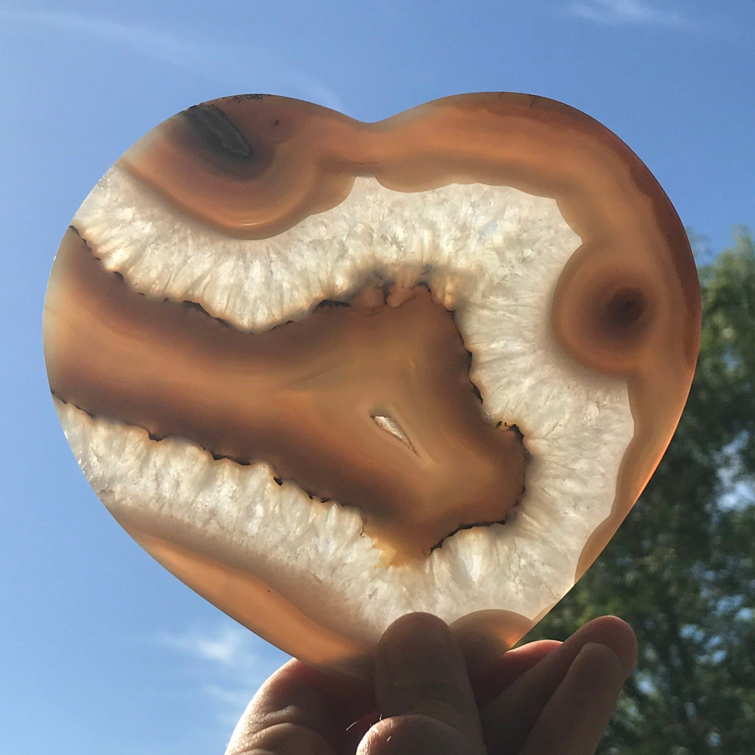Translucent Quartz and Blue Agate Heart