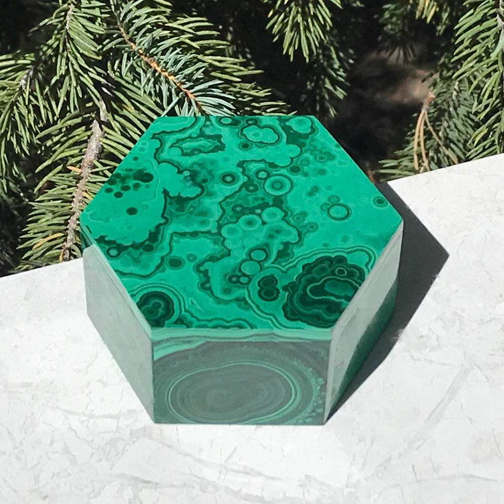 Hexagon Malachite Box
