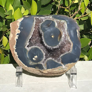 Crystal Lined Blue Agate Geode
