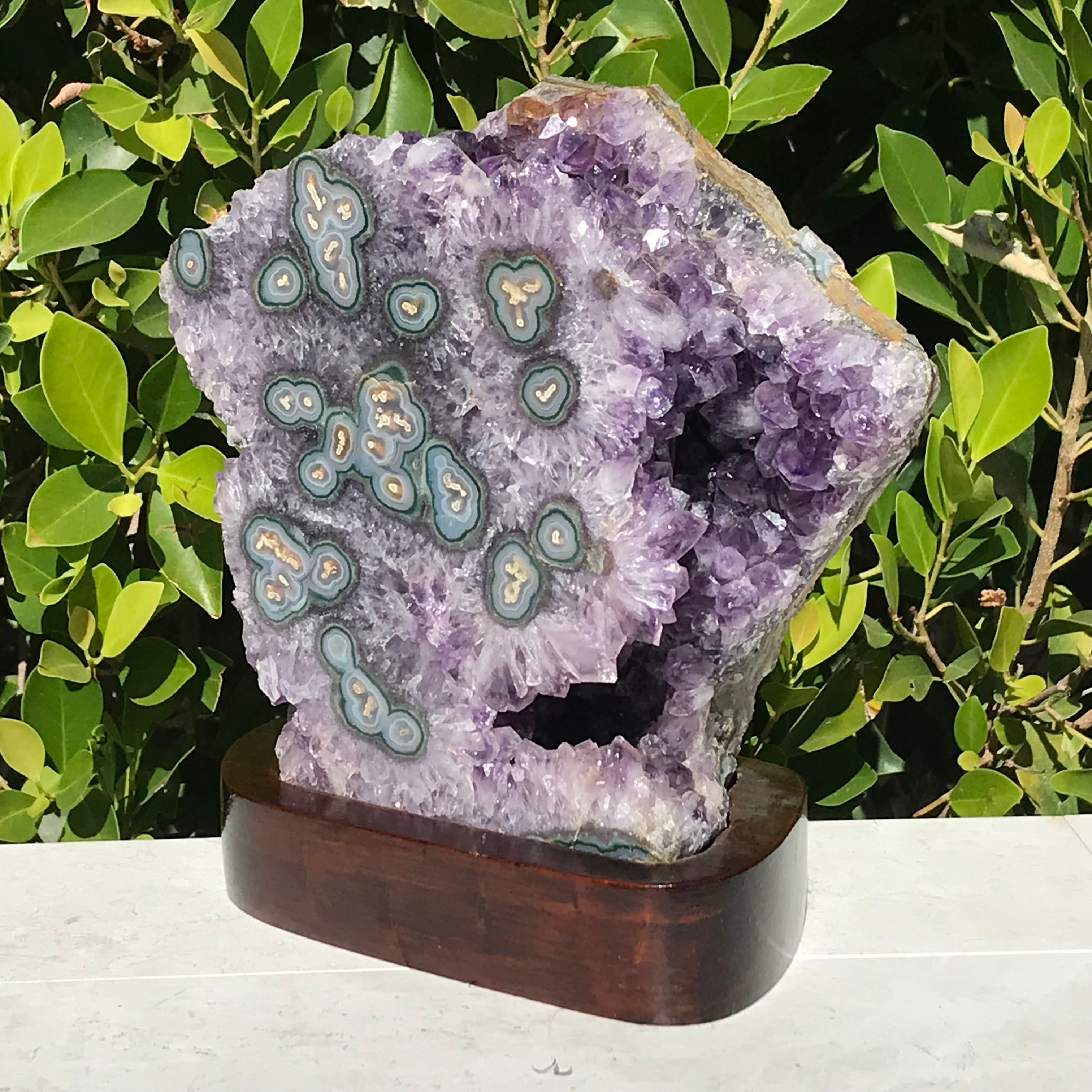 Green Eyed Agate /Amethyst Cluster