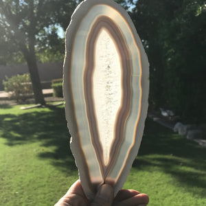 Quartz Surrounded by Banded Agate Slice