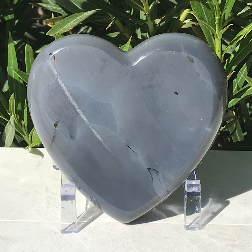 Quartz Crystal and Blue Agate Heart