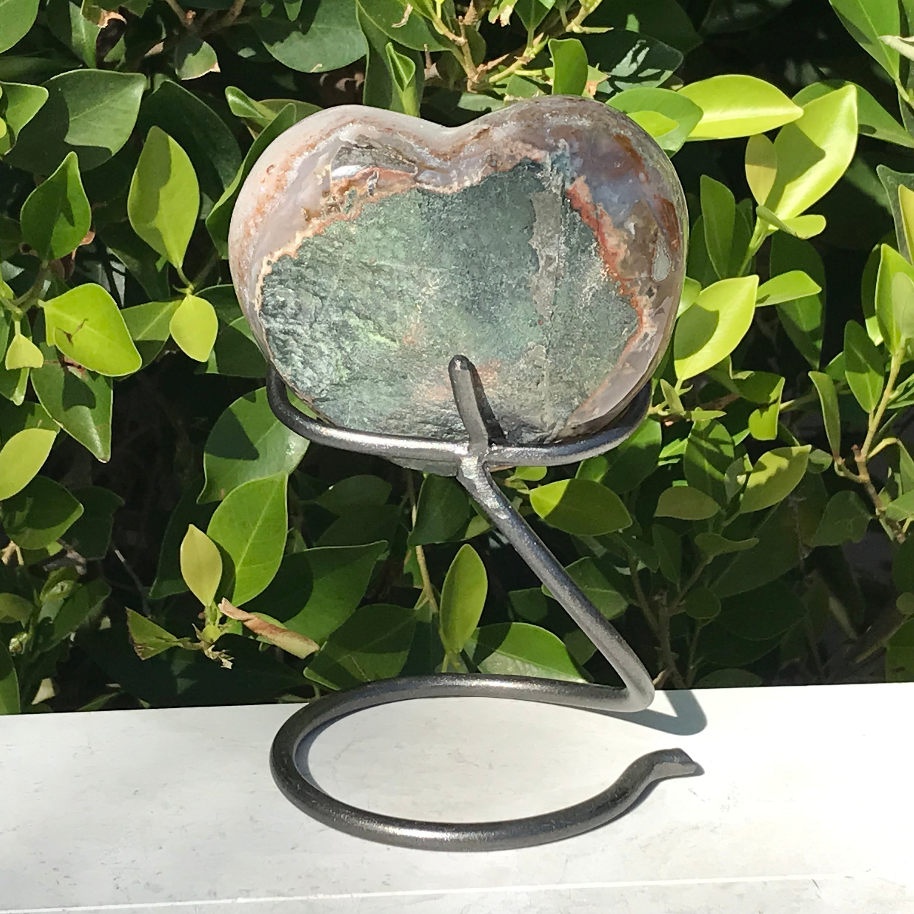 Heart Shaped Brazilian Agate with Large Amethyst Crystals