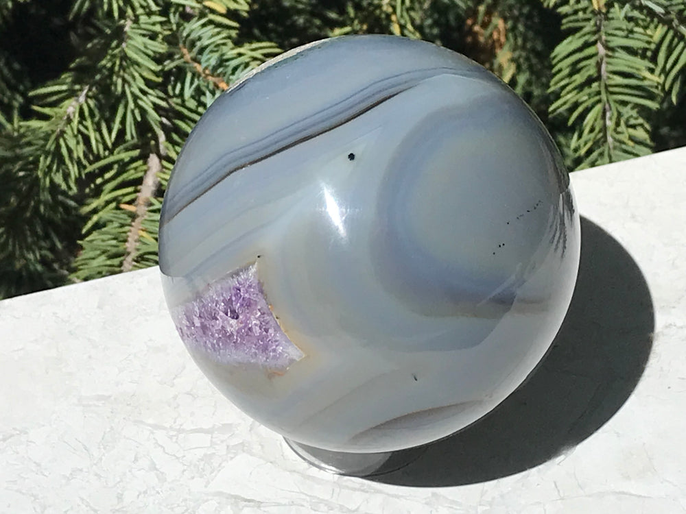 Amethyst Filled Agate Geode Sphere
