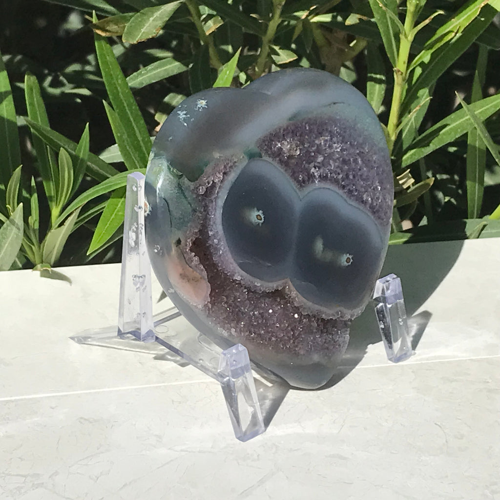 Dual Eyed Amethyst/Agate Heart