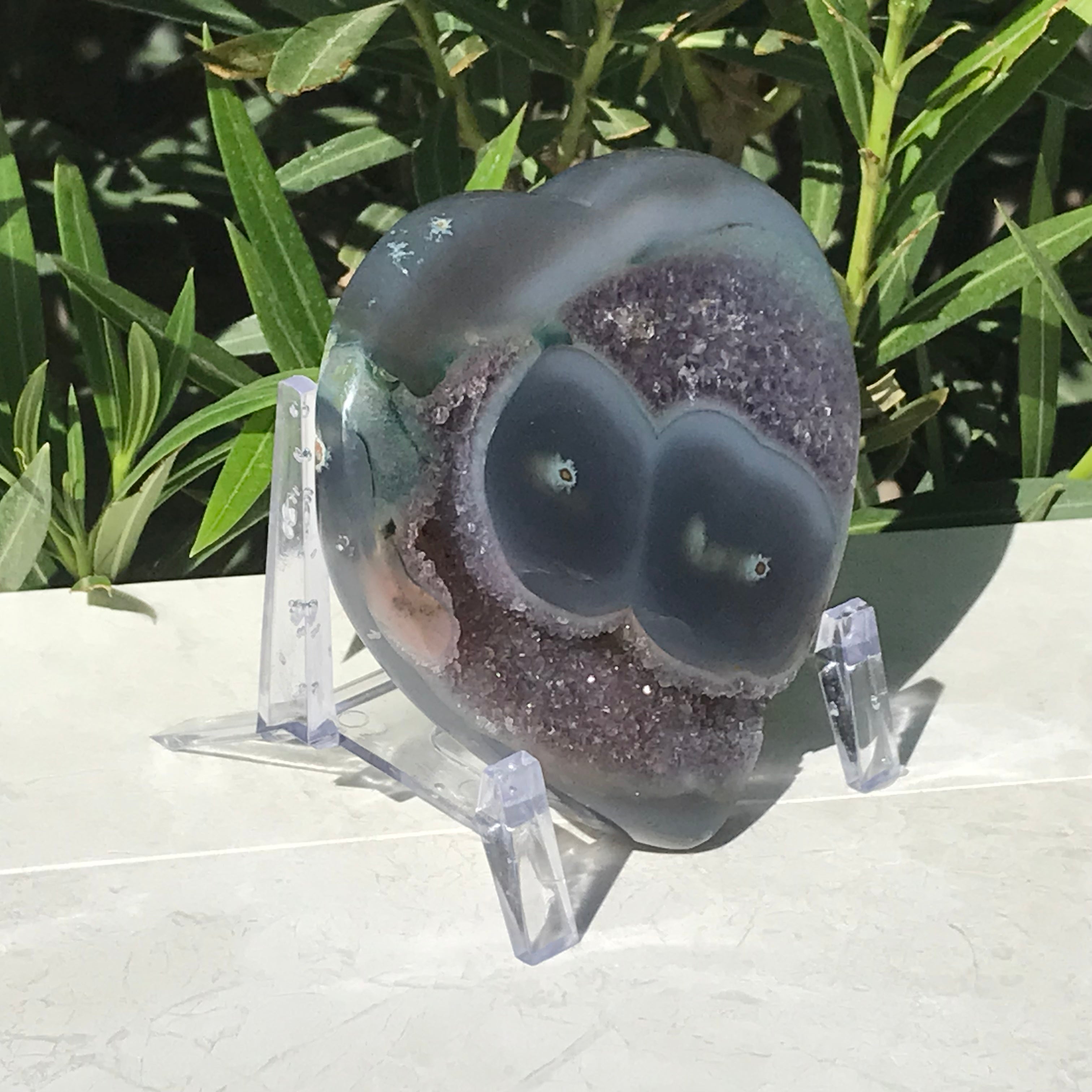Dual Eyed Amethyst/Agate Heart