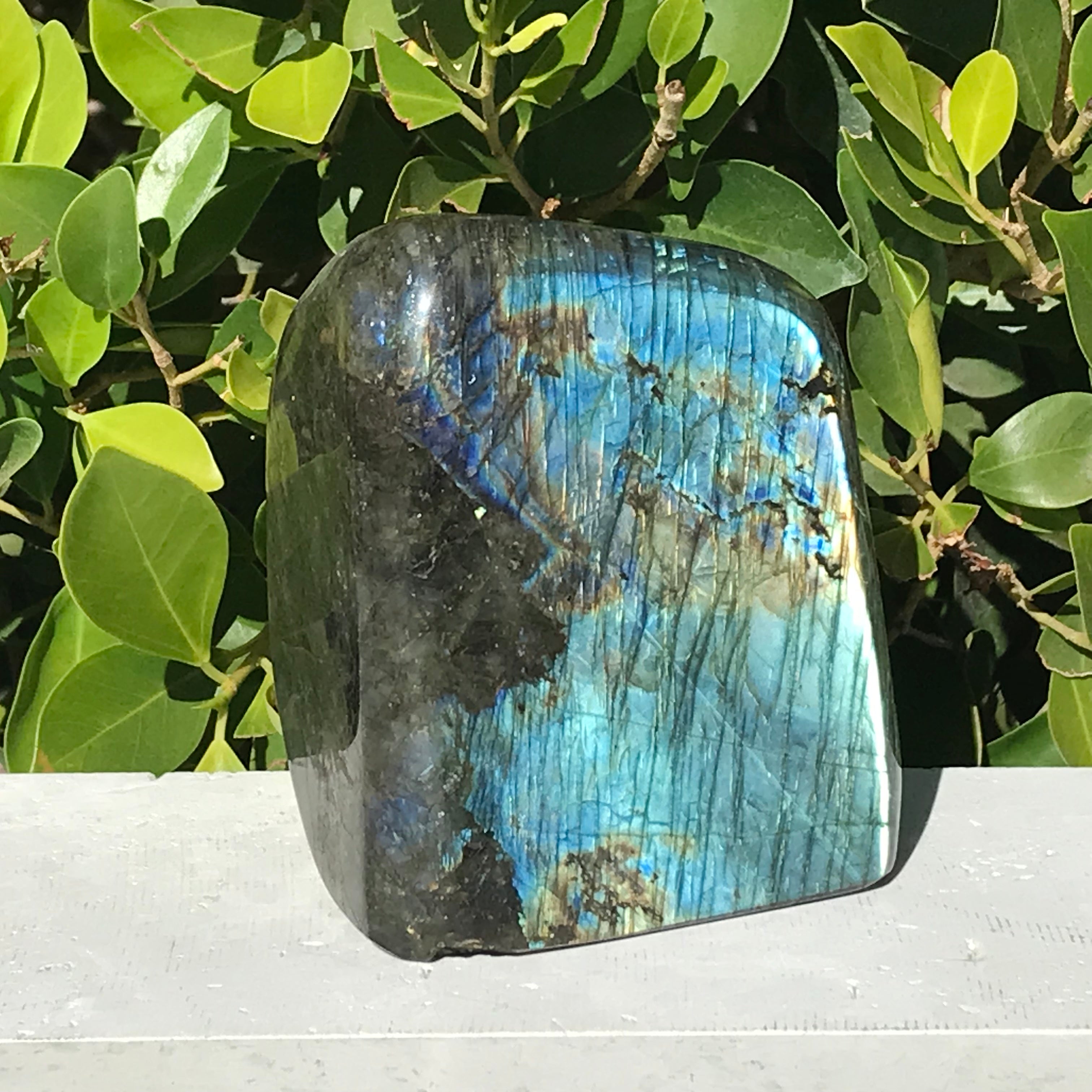 Yellow, Red and Blue Labradorite Freeoform