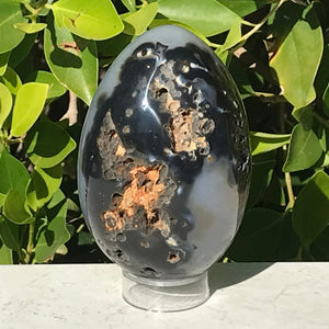 Black and Blue Banded Agate Egg.