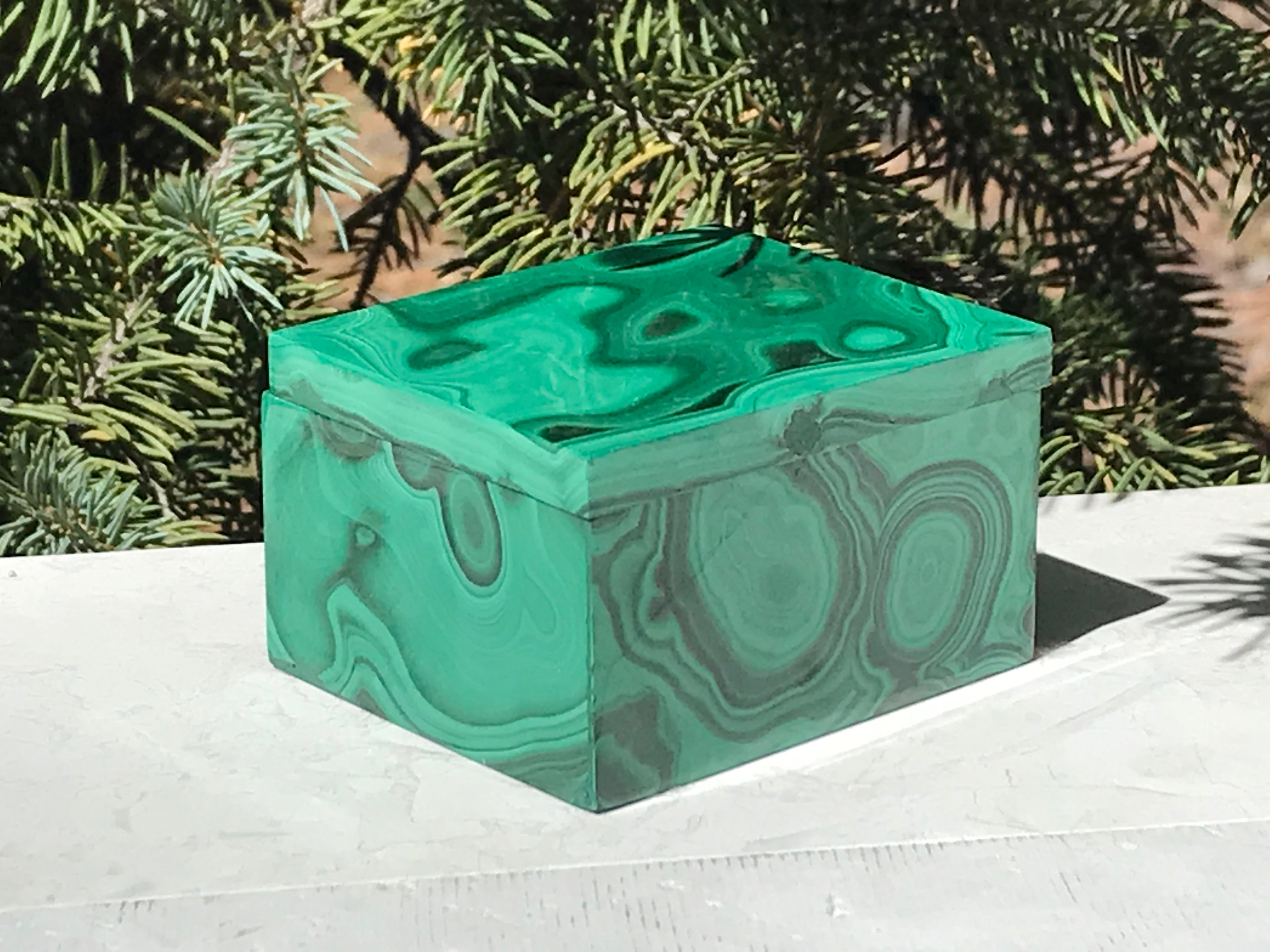 Green Swirled Malachite Jewelry Box