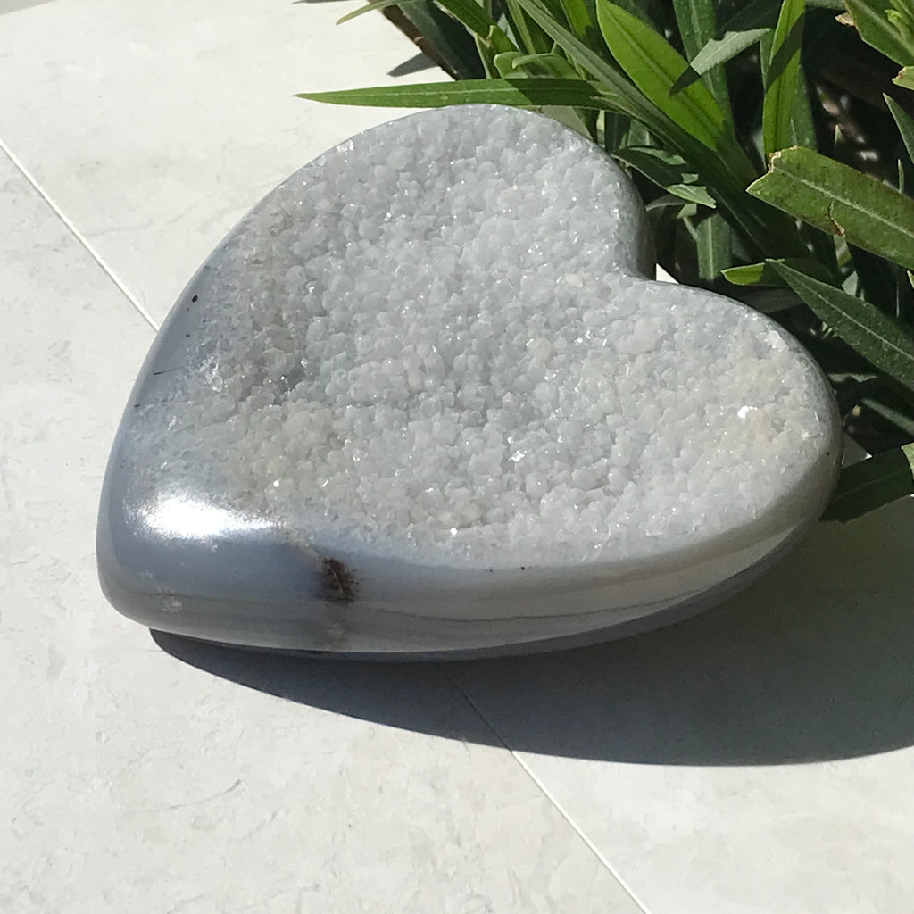 Quartz Crystal and Blue Agate Heart