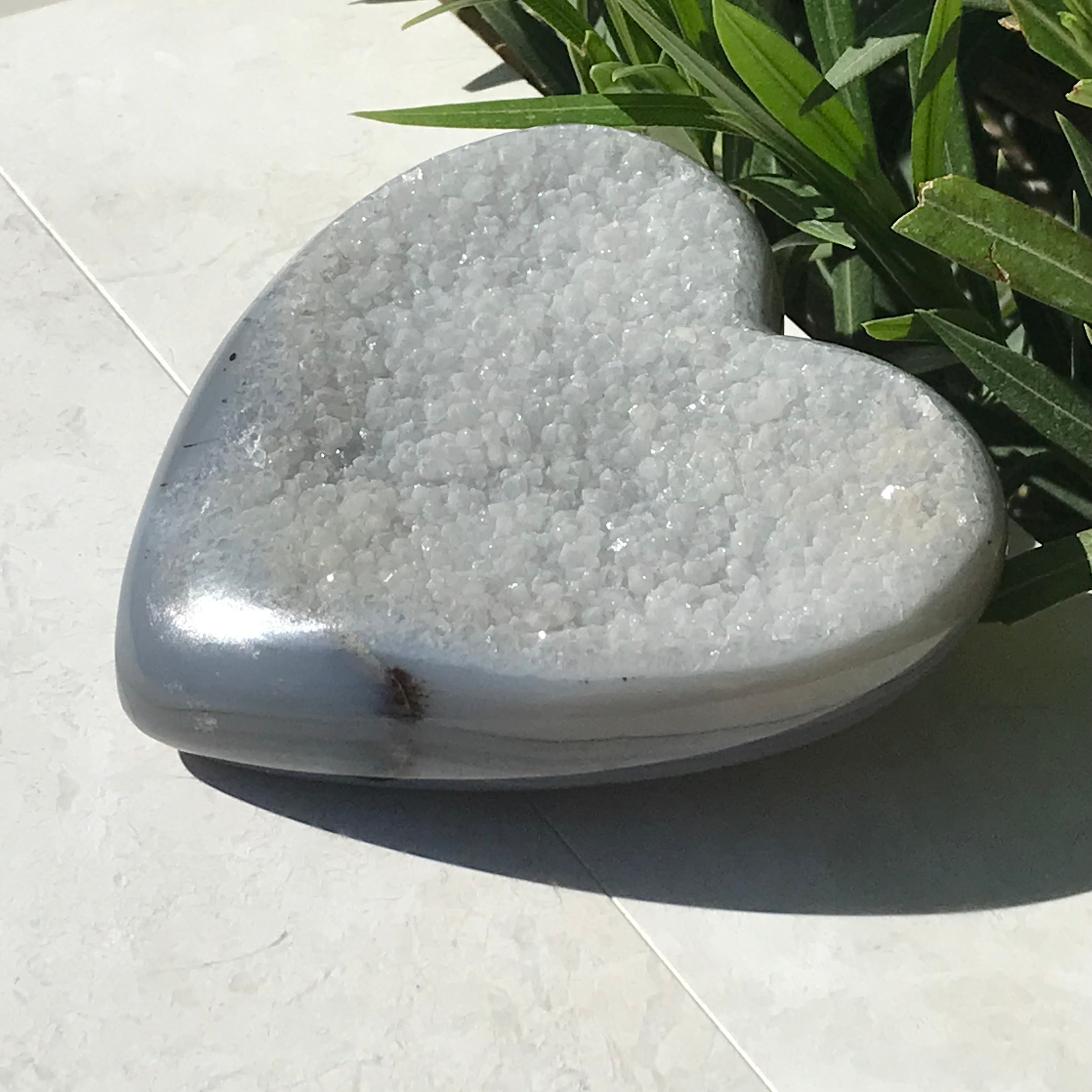 Quartz Crystal and Blue Agate Heart